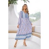 image:imageRVivimos Womens Long Sleeve Cotton VNeck Button Up Floral Print Boho Flowy Midi DressesPaleblue
