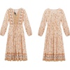 image:imageRVivimos Womens Long Sleeve Cotton VNeck Button Up Floral Print Boho Flowy Midi DressesPeach