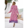 image:imageRVivimos Womens Long Sleeve Cotton VNeck Button Up Floral Print Boho Flowy Midi DressesPeachpink