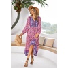 image:imageRVivimos Womens Long Sleeve Cotton VNeck Button Up Floral Print Boho Flowy Midi DressesPeachpink