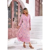 image:imageRVivimos Womens Long Sleeve Cotton VNeck Button Up Floral Print Boho Flowy Midi DressesPink2
