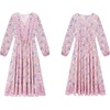 image:imageRVivimos Womens Long Sleeve Cotton VNeck Button Up Floral Print Boho Flowy Midi DressesPink2