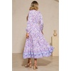 image:imageRVivimos Womens Long Sleeve Cotton VNeck Button Up Floral Print Boho Flowy Midi DressesPurple
