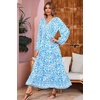 image:imageRVivimos Womens Long Sleeve Cotton VNeck Button Up Floral Print Boho Flowy Midi DressesWhiteskyblue