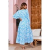 image:imageRVivimos Womens Long Sleeve Cotton VNeck Button Up Floral Print Boho Flowy Midi DressesWhiteskyblue