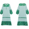 image:imageRVivimos Womens Long Sleeve Floral Print Bohemian Maxi Dresses with SlitGreen