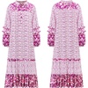 image:imageRVivimos Womens Long Sleeve Floral Print Bohemian Maxi Dresses with SlitPink