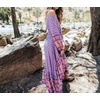 image:imageRVivimos Womens Long Sleeve Spaghetti Strap Floral Print High Low Hem Midi DressesPurple