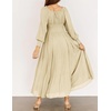 image:imageRVivimos Womens Puff Long Sleeve Maxi Dress Square Neck Elastic Empire Waist Swiss Dots Casual Flowy ALine Long DressesBeige
