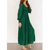 image:imageRVivimos Womens Puff Long Sleeve Maxi Dress Square Neck Elastic Empire Waist Swiss Dots Casual Flowy ALine Long DressesDark Green