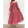 image:imageRVivimos Womens Puff Long Sleeve Maxi Dress Square Neck Elastic Empire Waist Swiss Dots Casual Flowy ALine Long DressesDark Pink