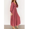 image:imageRVivimos Womens Puff Long Sleeve Maxi Dress Square Neck Elastic Empire Waist Swiss Dots Casual Flowy ALine Long DressesDark Pink
