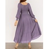 image:imageRVivimos Womens Puff Long Sleeve Maxi Dress Square Neck Elastic Empire Waist Swiss Dots Casual Flowy ALine Long DressesDark Violet