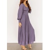 image:imageRVivimos Womens Puff Long Sleeve Maxi Dress Square Neck Elastic Empire Waist Swiss Dots Casual Flowy ALine Long DressesDark Violet