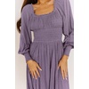 image:imageRVivimos Womens Puff Long Sleeve Maxi Dress Square Neck Elastic Empire Waist Swiss Dots Casual Flowy ALine Long DressesDark Violet