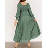 image:imageRVivimos Womens Puff Long Sleeve Maxi Dress Square Neck Elastic Empire Waist Swiss Dots Casual Flowy ALine Long DressesGreen