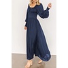image:imageRVivimos Womens Puff Long Sleeve Maxi Dress Square Neck Elastic Empire Waist Swiss Dots Casual Flowy ALine Long DressesNavyblue
