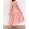 image:imageRVivimos Womens Puff Long Sleeve Maxi Dress Square Neck Elastic Empire Waist Swiss Dots Casual Flowy ALine Long DressesPink