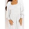 image:imageRVivimos Womens Puff Long Sleeve Maxi Dress Square Neck Elastic Empire Waist Swiss Dots Casual Flowy ALine Long DressesWhite