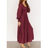 image:imageRVivimos Womens Puff Long Sleeve Maxi Dress Square Neck Elastic Empire Waist Swiss Dots Casual Flowy ALine Long DressesWine Red