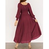 image:imageRVivimos Womens Puff Long Sleeve Maxi Dress Square Neck Elastic Empire Waist Swiss Dots Casual Flowy ALine Long DressesWine Red