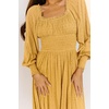 image:imageRVivimos Womens Puff Long Sleeve Maxi Dress Square Neck Elastic Empire Waist Swiss Dots Casual Flowy ALine Long DressesYellow