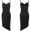 image:imageRVivimos Womens Satin Dress Spaghetti Straps Side Slit Cowl Neck Irregular Hem Midi DressBlack