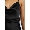 image:imageRVivimos Womens Satin Dress Spaghetti Straps Side Slit Cowl Neck Irregular Hem Midi DressBlack