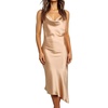 image:imageRVivimos Womens Satin Dress Spaghetti Straps Side Slit Cowl Neck Irregular Hem Midi DressChampagne