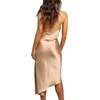 image:imageRVivimos Womens Satin Dress Spaghetti Straps Side Slit Cowl Neck Irregular Hem Midi DressChampagne