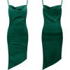 image:imageRVivimos Womens Satin Dress Spaghetti Straps Side Slit Cowl Neck Irregular Hem Midi DressGreen