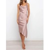 image:imageRVivimos Womens Satin Dress Spaghetti Straps Side Slit Cowl Neck Irregular Hem Midi DressMauve