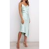 image:imageRVivimos Womens Satin Dress Spaghetti Straps Side Slit Cowl Neck Irregular Hem Midi DressMintgreen