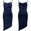 image:imageRVivimos Womens Satin Dress Spaghetti Straps Side Slit Cowl Neck Irregular Hem Midi DressNavyblue