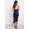 image:imageRVivimos Womens Satin Dress Spaghetti Straps Side Slit Cowl Neck Irregular Hem Midi DressNavyblue
