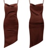 image:imageRVivimos Womens Satin Dress Spaghetti Straps Side Slit Cowl Neck Irregular Hem Midi DressRust