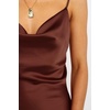 image:imageRVivimos Womens Satin Dress Spaghetti Straps Side Slit Cowl Neck Irregular Hem Midi DressRust