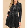 image:imageRVivimos Womens Shirt Dress Fall Velvet Button Down Long Sleeve Casual Mini Dress with BeltBlack