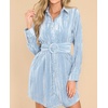 image:imageRVivimos Womens Shirt Dress Fall Velvet Button Down Long Sleeve Casual Mini Dress with BeltLightblue