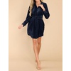 image:imageRVivimos Womens Shirt Dress Fall Velvet Button Down Long Sleeve Casual Mini Dress with BeltNavyblue