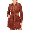 image:imageRVivimos Womens Shirt Dress Fall Velvet Button Down Long Sleeve Casual Mini Dress with BeltRustbrown