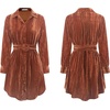 image:imageRVivimos Womens Shirt Dress Fall Velvet Button Down Long Sleeve Casual Mini Dress with BeltRustbrown