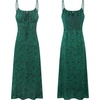 image:imageRVivimos Womens Summer Adjustable Spaghetti Strap Sundress Boho Floral Print Elastic Smocked Back Slim Fit Casual Midi DressDarkgreen