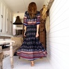 image:imageRVivimos Womens Summer Boho Button Up V Neck Floral Print Roll Up Causal Split Beach Midi DressesBlack