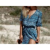 image:imageRVivimos Womens Summer Boho Button Up V Neck Floral Print Roll Up Causal Split Beach Midi DressesBlue