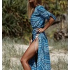 image:imageRVivimos Womens Summer Boho Button Up V Neck Floral Print Roll Up Causal Split Beach Midi DressesBlue