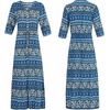 image:imageRVivimos Womens Summer Boho Button Up V Neck Floral Print Roll Up Causal Split Beach Midi DressesBlue