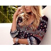 image:imageRVivimos Womens Summer Boho Button Up V Neck Floral Print Roll Up Causal Split Beach Midi DressesBrown
