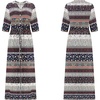 image:imageRVivimos Womens Summer Boho Button Up V Neck Floral Print Roll Up Causal Split Beach Midi DressesBrown
