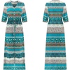 image:imageRVivimos Womens Summer Boho Button Up V Neck Floral Print Roll Up Causal Split Beach Midi DressesGreen